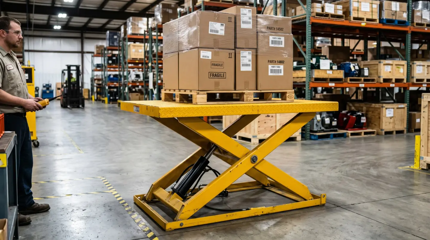 Hydraulic lift table for ergonomic material handling in a Lehigh Valley warehouse